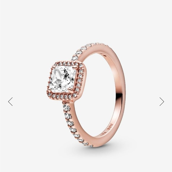Pandora Jewelry - Pandora square halo ring rose gold plating size 5